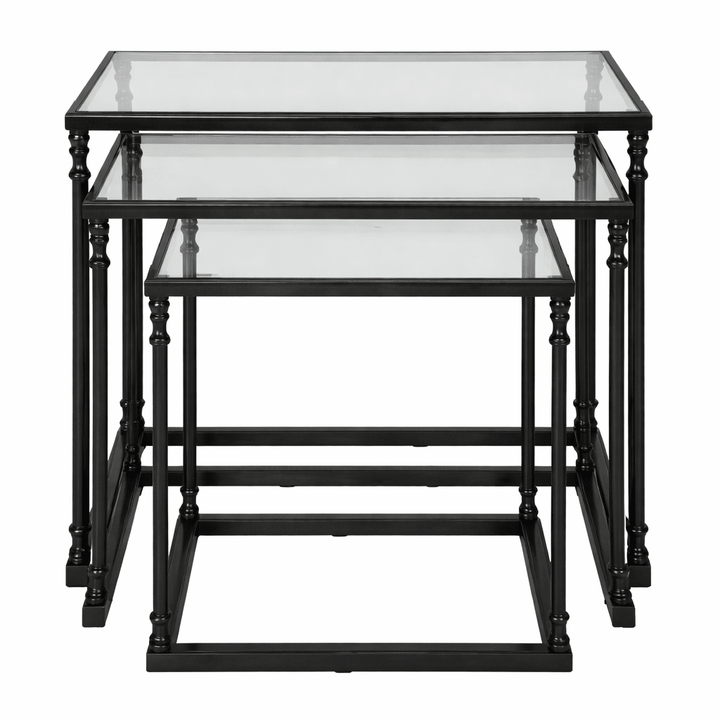Henzler 62 W x 46 H x 63 D Black Nesting Nesting Table with Mirror Top