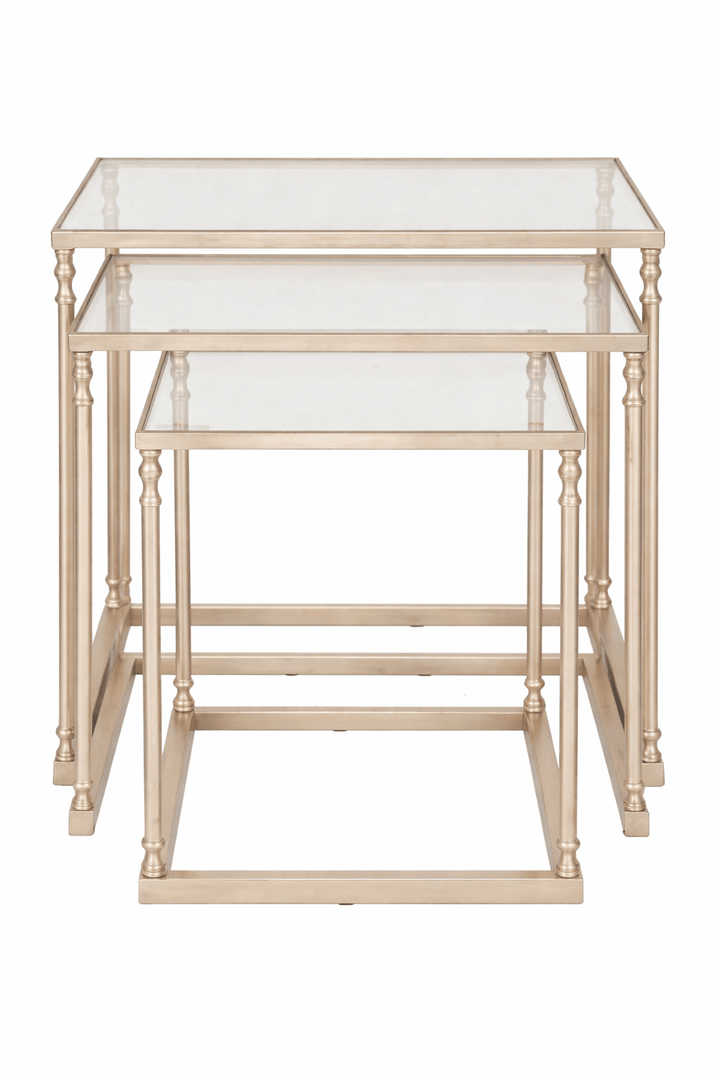 Henzler 62 W x 46 H x 63 D Champagne Nesting Nesting Table with Mirror Top