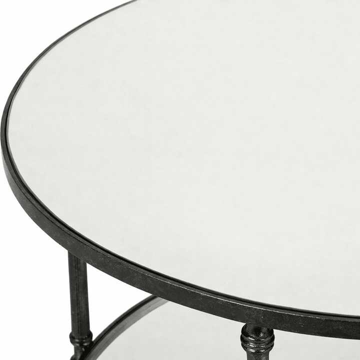Henzler 68 W x 66 H x 68 D Black Round End Table with Mirror Top