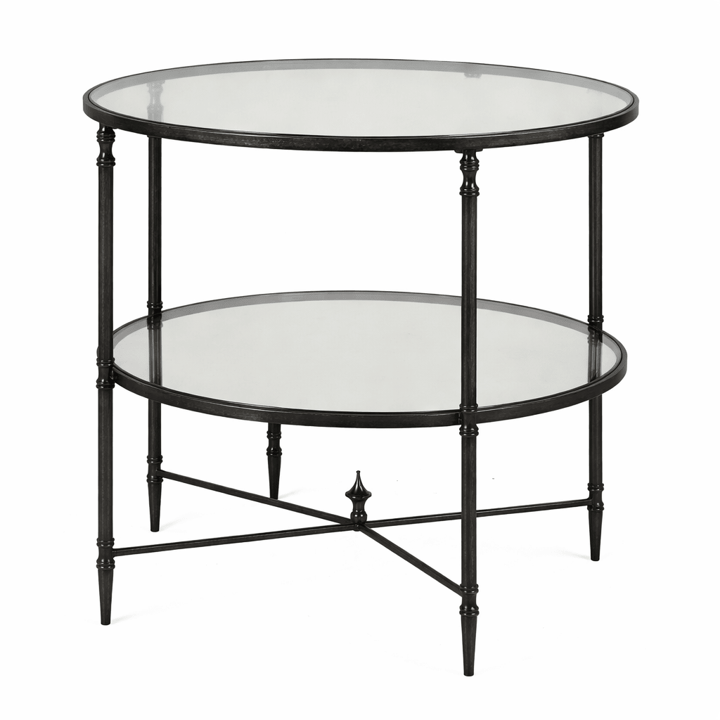 Henzler 68 W x 66 H x 68 D Black Round End Table with Mirror Top