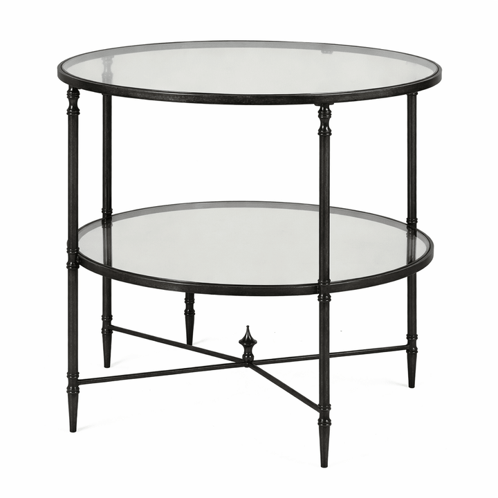 Henzler 68 W x 66 H x 68 D Black Round End Table with Mirror Top