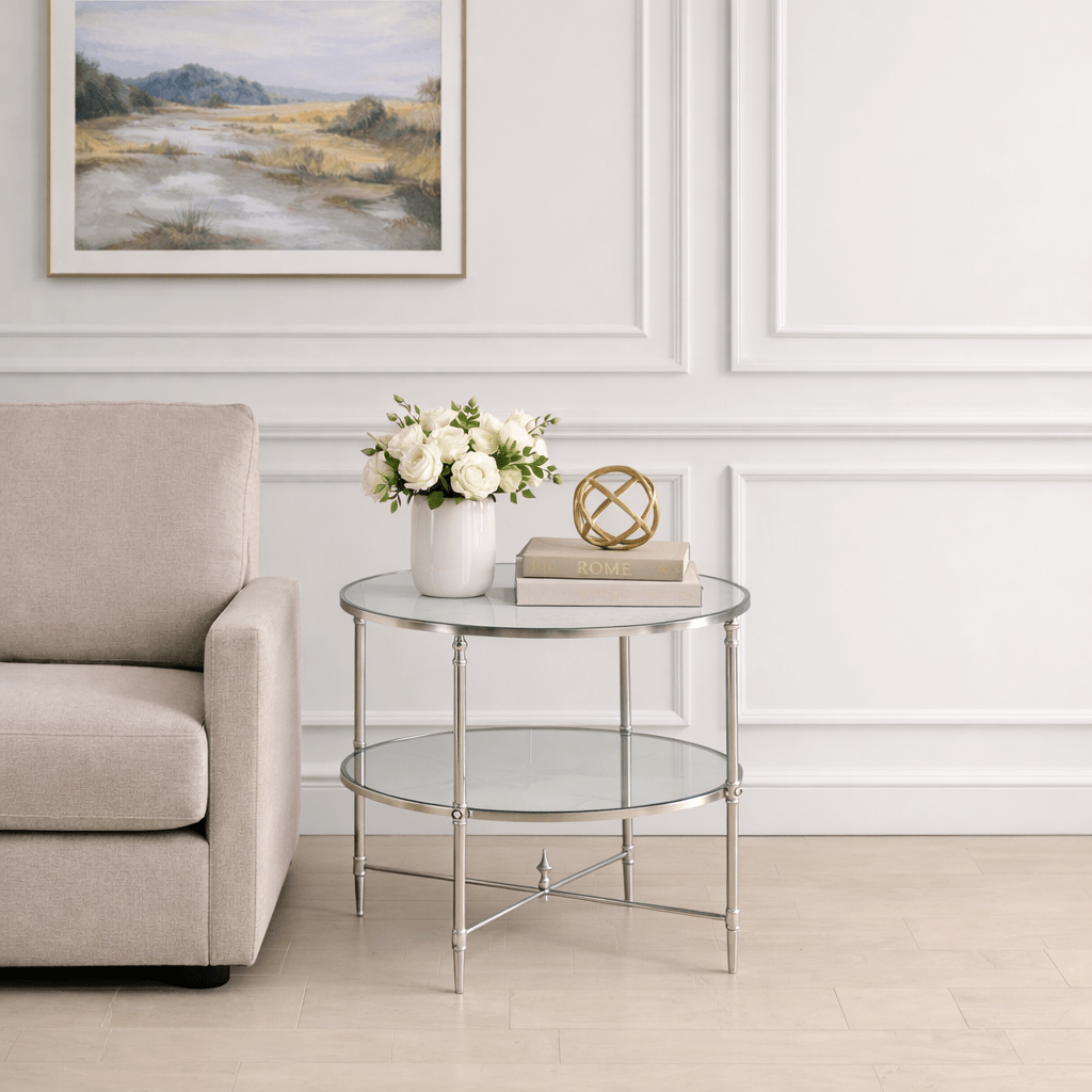Henzler 68 W x 66 H x 68 D Silver Round End Table with Beveled Top