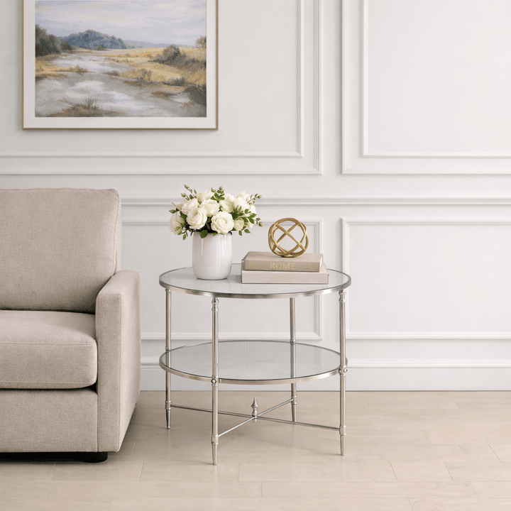Henzler 68 W x 66 H x 68 D Silver Round End Table with Beveled Top