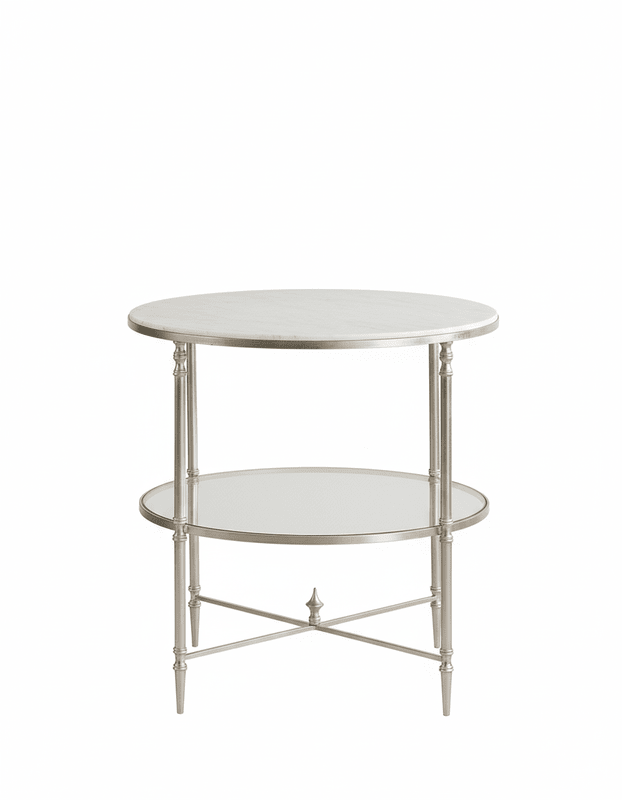 Henzler 68 W x 66 H x 68 D Silver Round End Table with Marble Top