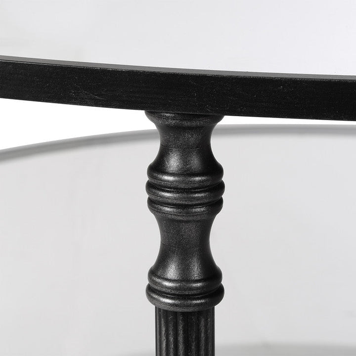 Henzler 91 W x 48 H x 91 D Black Round Coffee Table with Mirror Top