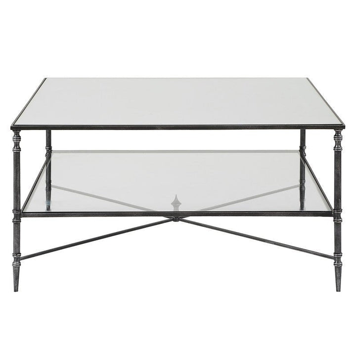 Henzler 91 W x 48 H x 91 D Black Square Coffee Table with Mirror Top