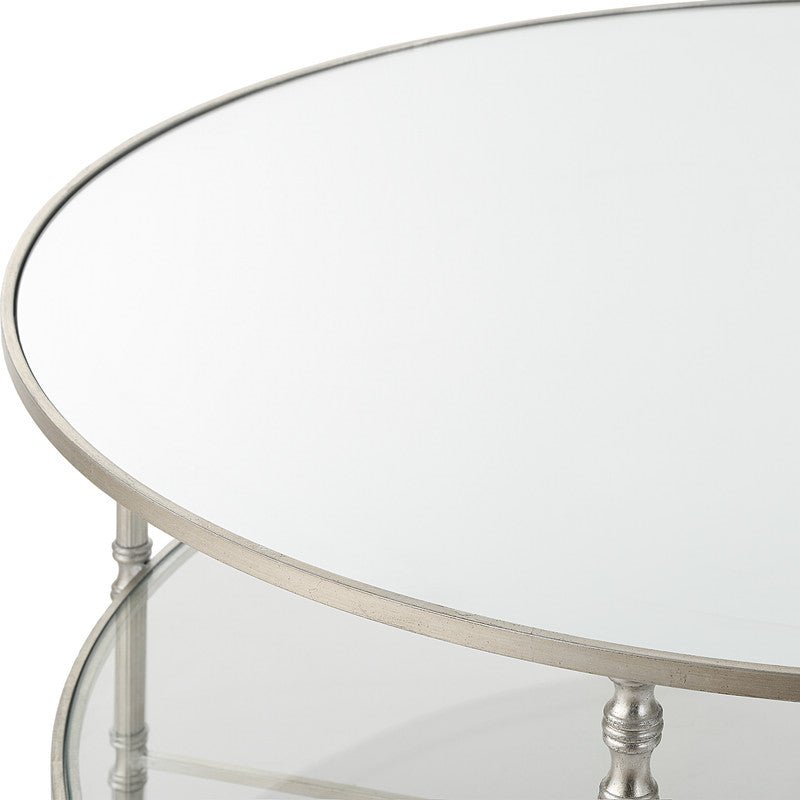 Henzler 91 W x 48 H x 91 D Silver Round Coffee Table with Mirror Top