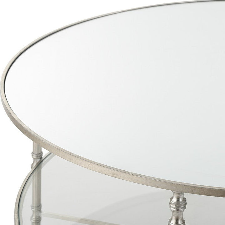 Henzler 91 W x 48 H x 91 D Silver Round Coffee Table with Mirror Top