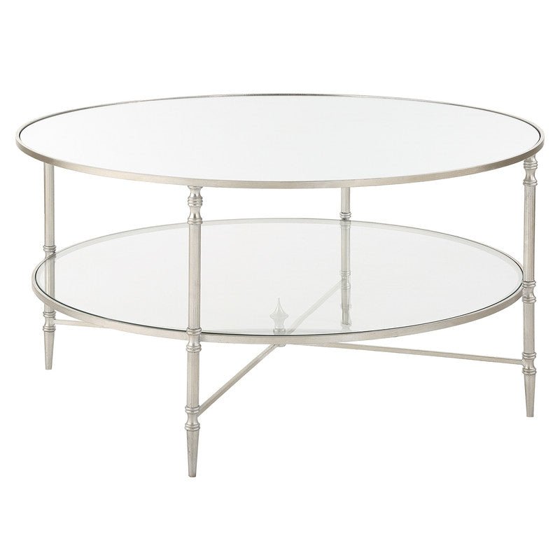 Henzler 91 W x 48 H x 91 D Silver Round Coffee Table with Mirror Top