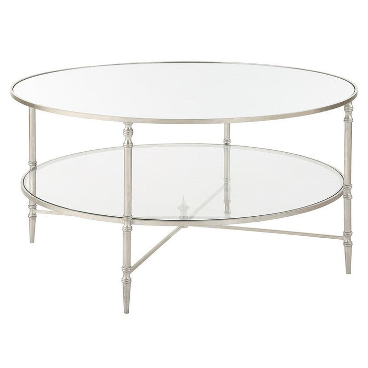 Henzler 91 W x 48 H x 91 D Silver Round Coffee Table with Mirror Top
