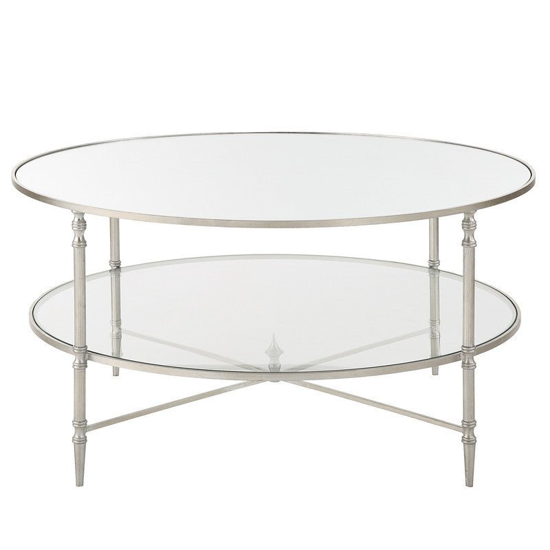 Henzler 91 W x 48 H x 91 D Silver Round Coffee Table with Mirror Top