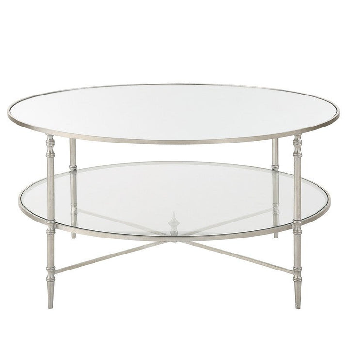 Henzler 91 W x 48 H x 91 D Silver Round Coffee Table with Mirror Top