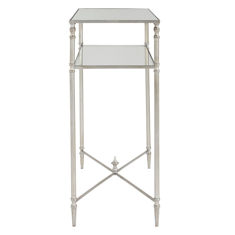 Henzler 91 W x 83 H x 35 D Silver Rectangle Console Table with Mirror Top