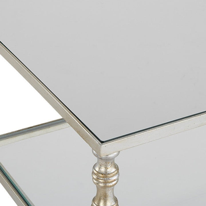 Henzler 91 W x 83 H x 35 D Silver Rectangle Console Table with Mirror Top