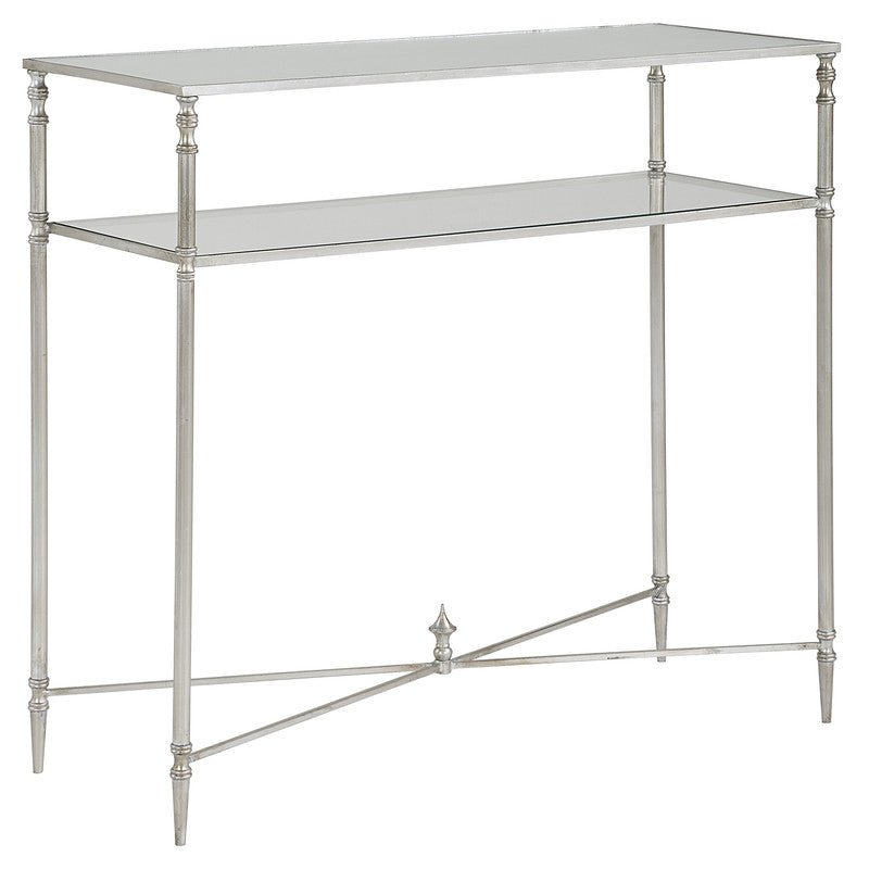 Henzler 91 W x 83 H x 35 D Silver Rectangle Console Table with Mirror Top