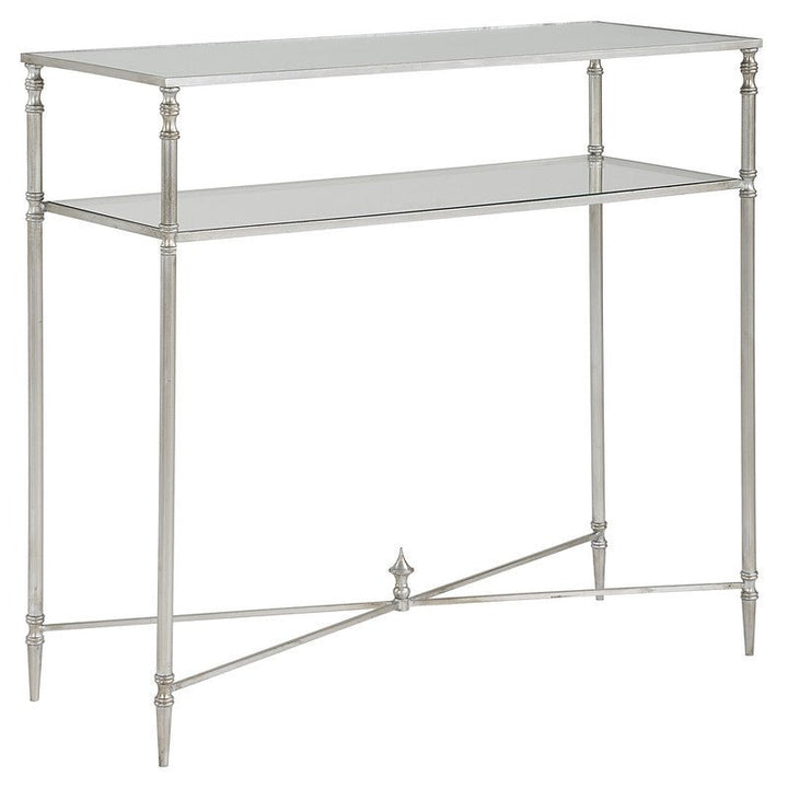 Henzler 91 W x 83 H x 35 D Silver Rectangle Console Table with Mirror Top