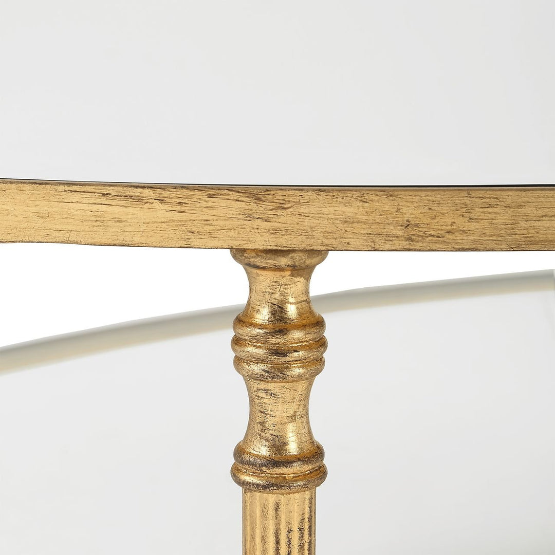 Henzler 93 W x 48 H x 134 D Gold Oval Coffee Table with Mirror Top