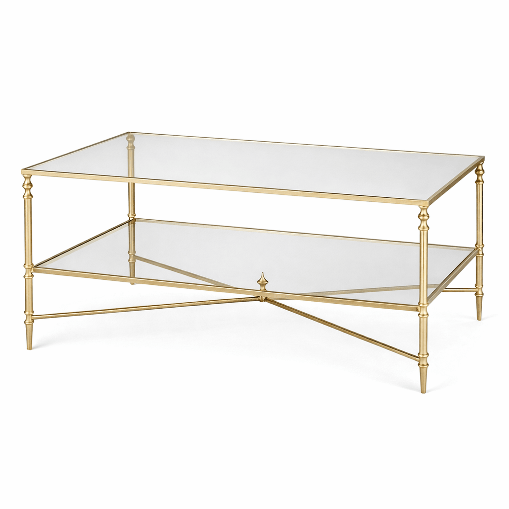 Henzler 95 W x 49 H x 71 D Champagne Rectangle Coffee Table with Mirror Top