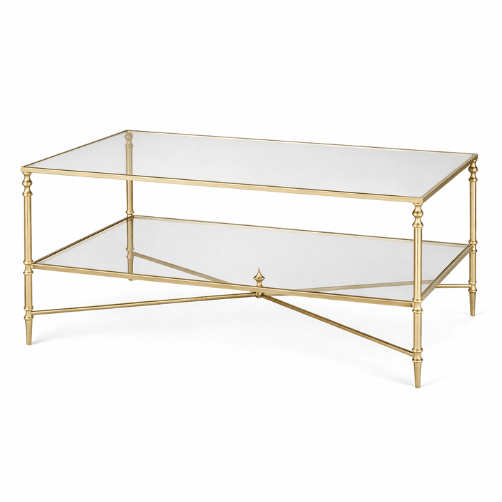 Henzler 95 W x 49 H x 71 D Champagne Rectangle Coffee Table with Mirror Top