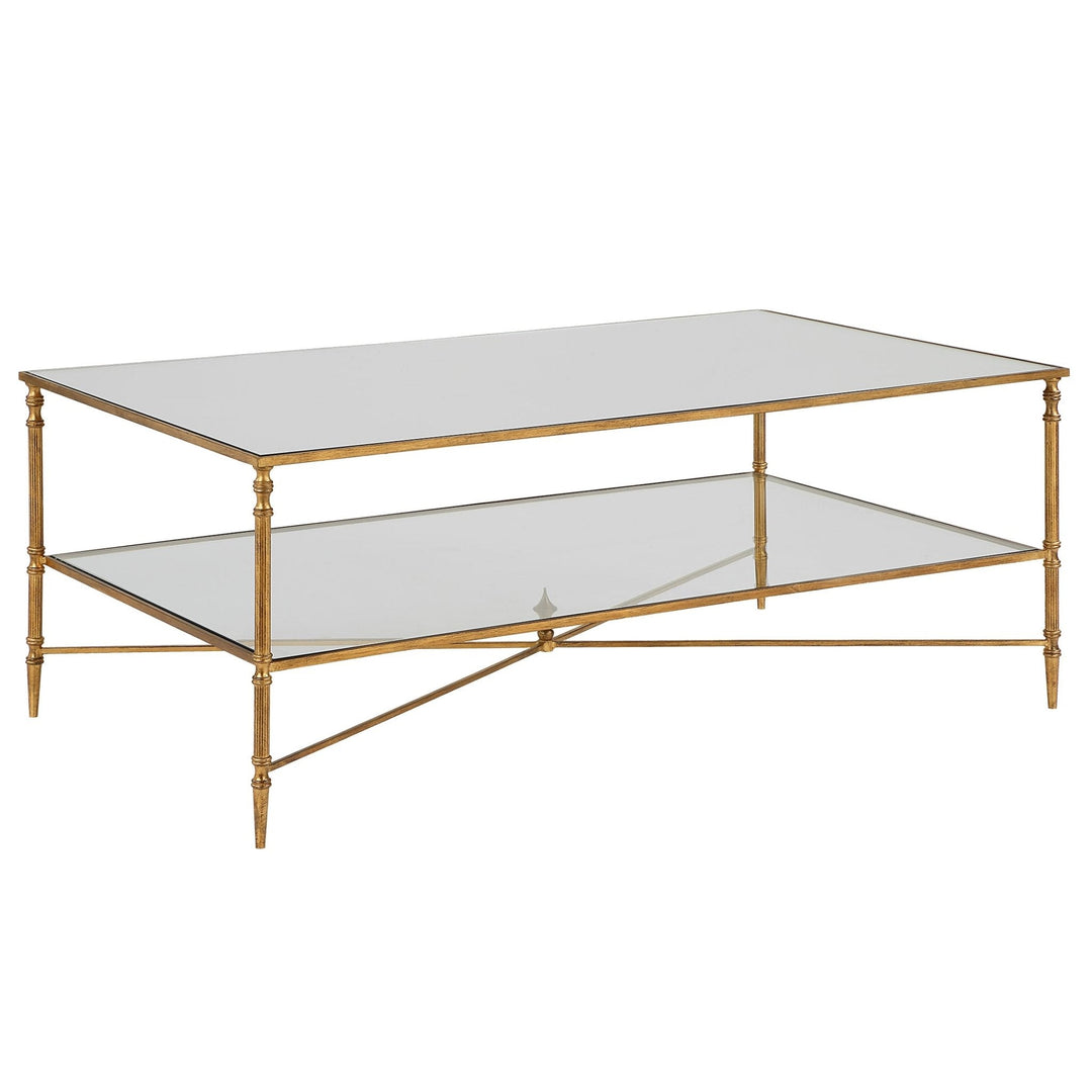 Henzler 151 W x 48 H x 60 D Gold Rectangle Coffee Table with Mirror Top