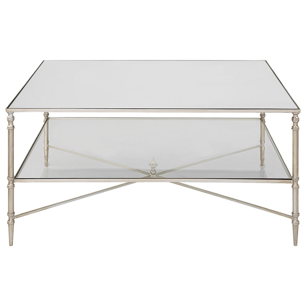 Henzler 151 W x 48 H x 60 D Gold Rectangle Coffee Table with Mirror Top