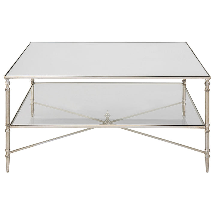 Henzler 151 W x 48 H x 60 D Gold Rectangle Coffee Table with Mirror Top