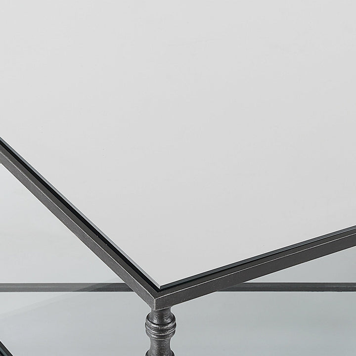 Henzler 121 W x 48 H x 71 D Gold Rectangle Coffee Table with Mirror Top