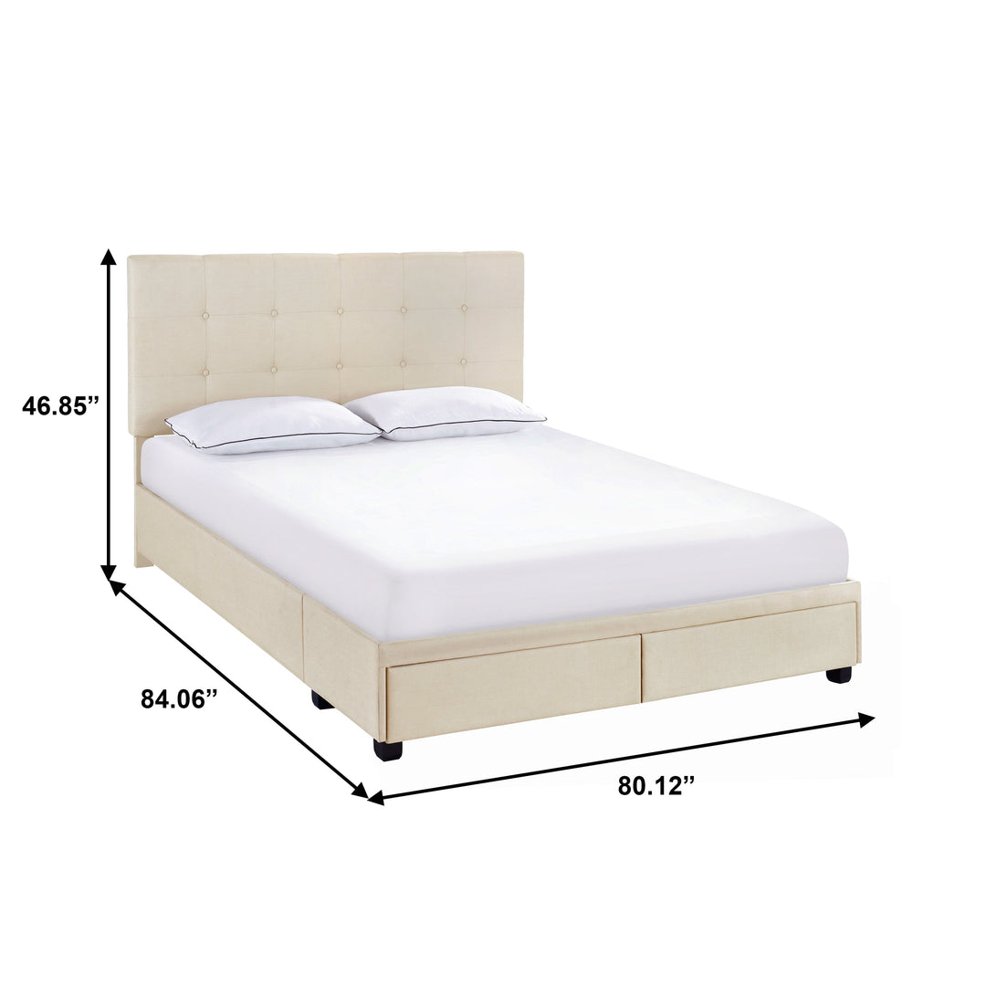 King Storage Bed - Linen