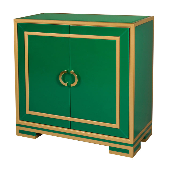 Two Door Emerald & Gold Glass Chest