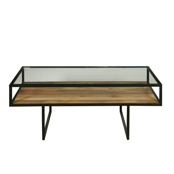 Iron Coffee Table with Glass Top