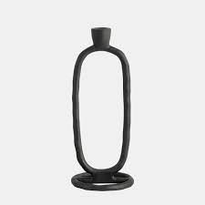 METAL, 10" OPEN OVAL TAPER CANDLEHOLDER, BLACK