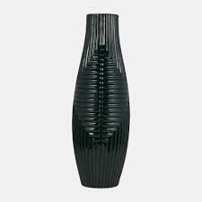 CER, 20" TRIBAL VASE, FOREST GREEN