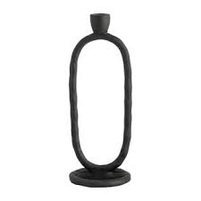 METAL, 11" OPEN OVAL TAPER CANDLEHOLDER, BLACK