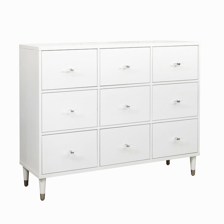 Modern White Nine Drawer Chest