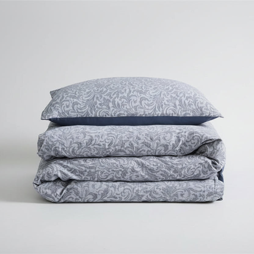 Jaqcuard Floral Weave Grey Bedding Set-KING
