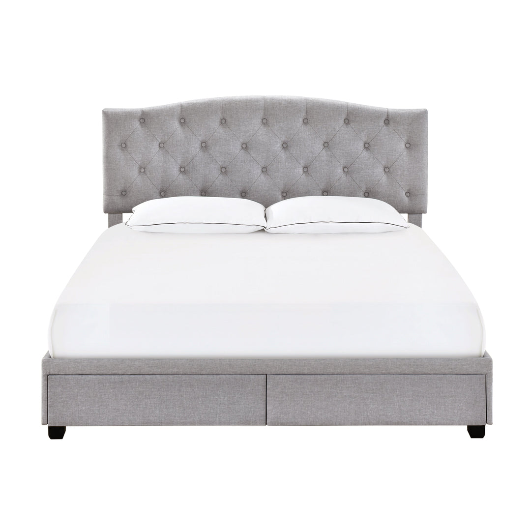 King Tufted Storage Bed - Glacier