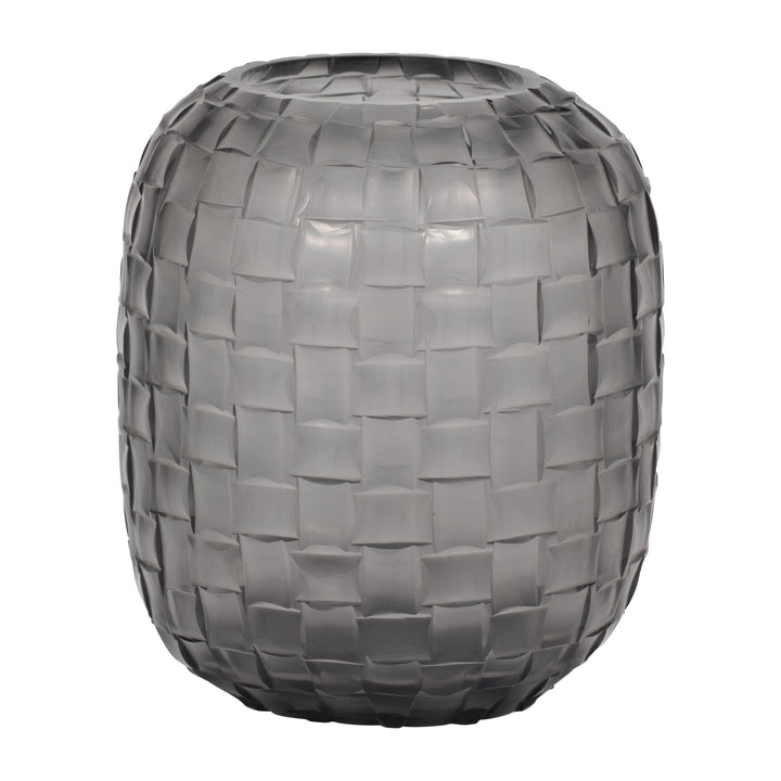 Jordan Glass,Woven Finish Vase, Gray