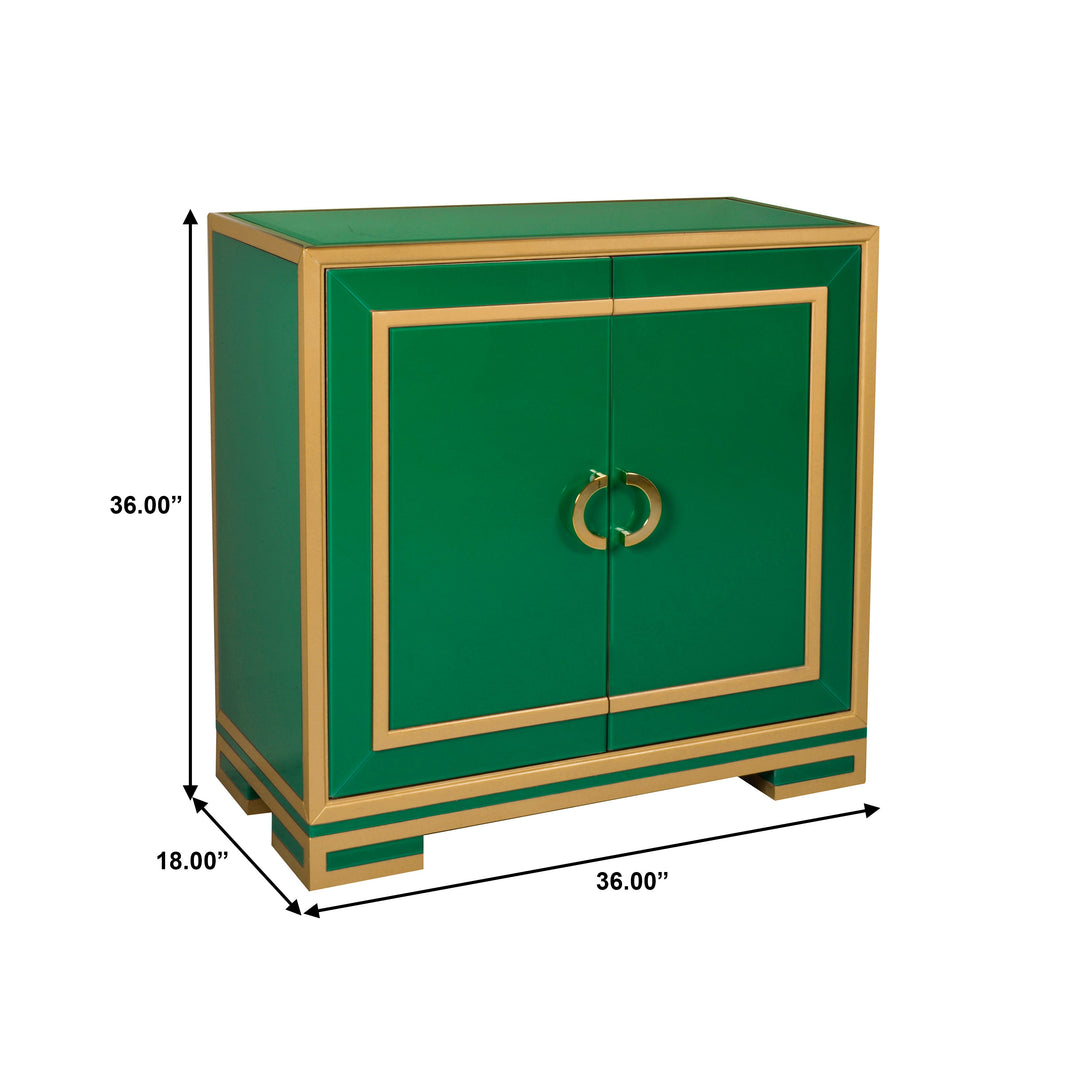 Two Door Emerald & Gold Glass Chest