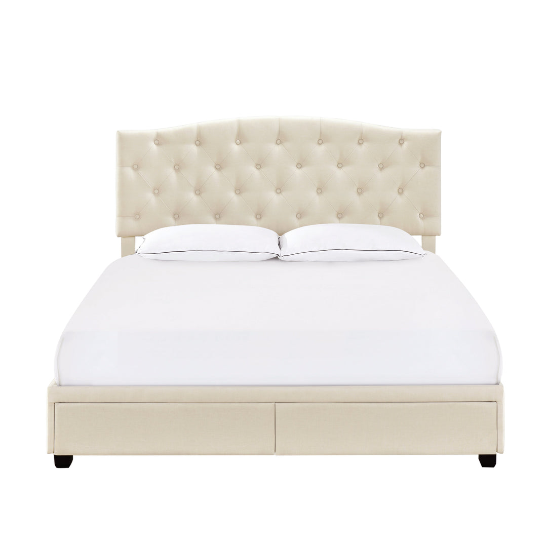 King Tufted Storage Bed - Linen