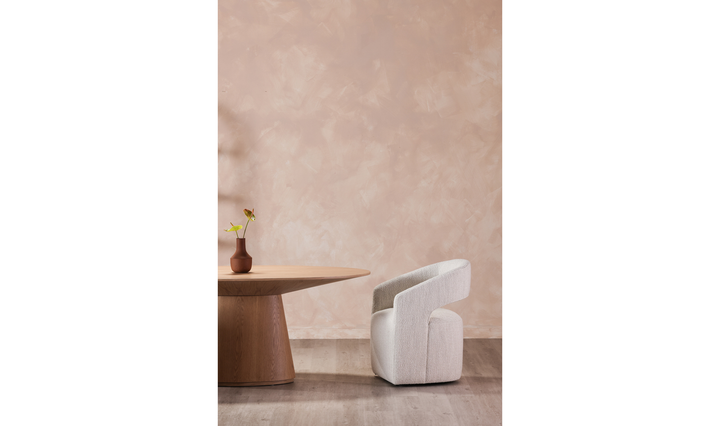 Barrow Rolling Dining Chair Performance Fabric White Mist