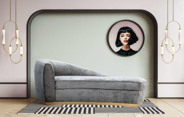 Adele Slub Grey Velvet Chaise