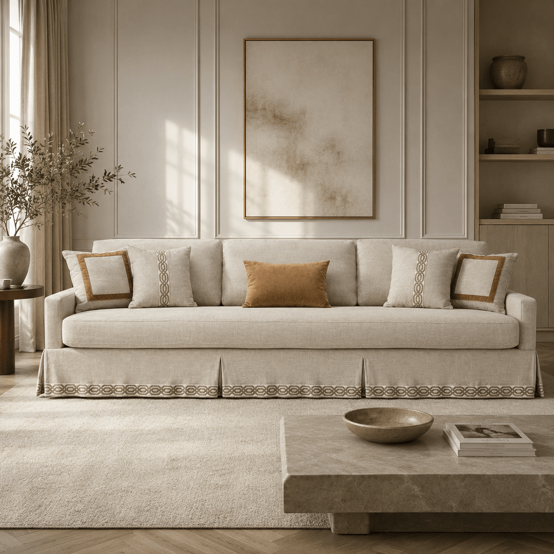 Lamia Beige 5 Seater Sofa (304cm)