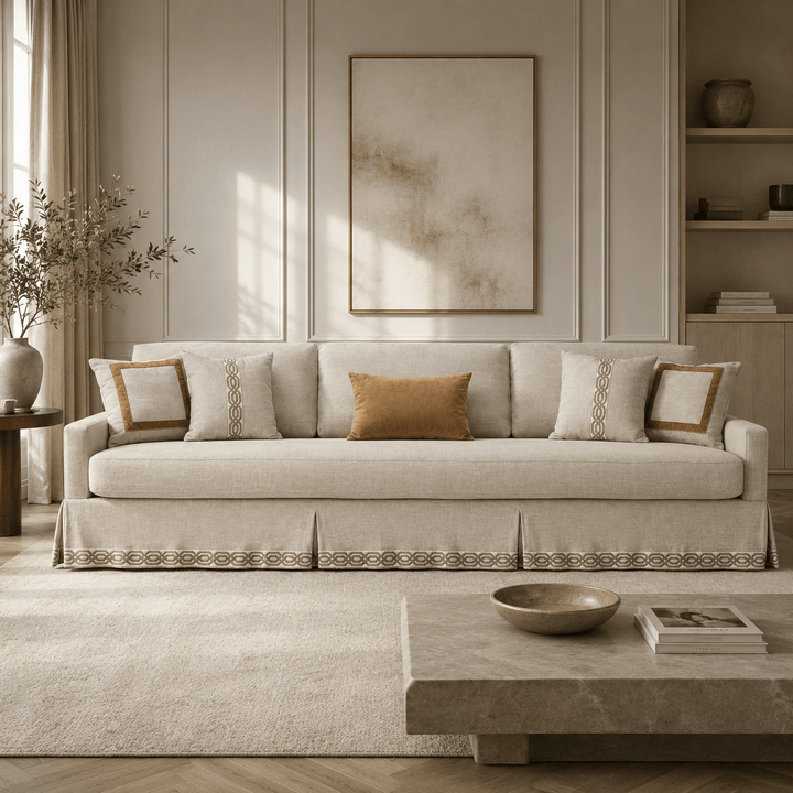 Lamia Beige 5 Seater Sofa (304cm)