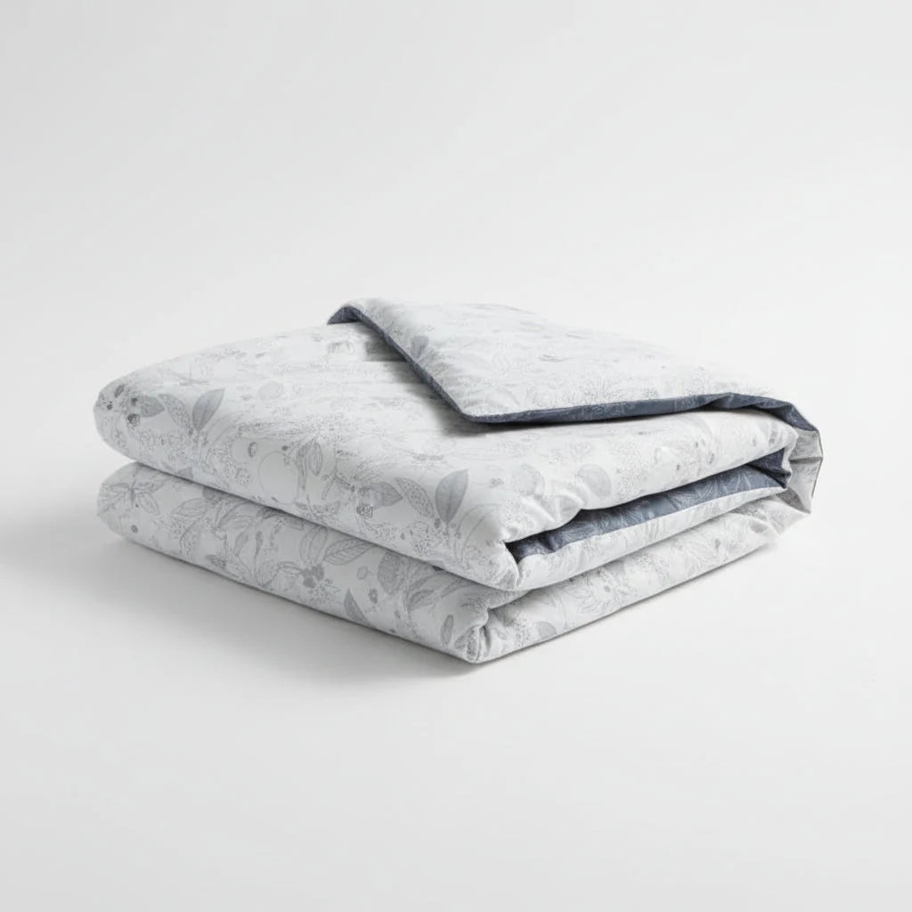 Leaf Pattern White & Blue Bedding Set-KING