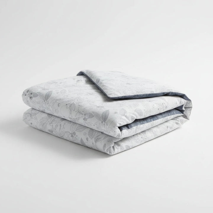 Leaf Pattern White & Blue Bedding Set-KING