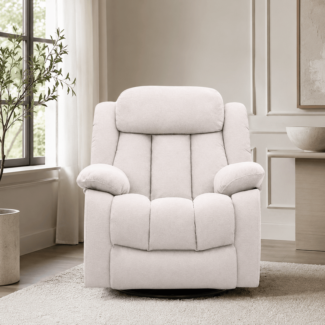 Lena Beige Swivel Recliner with Glider