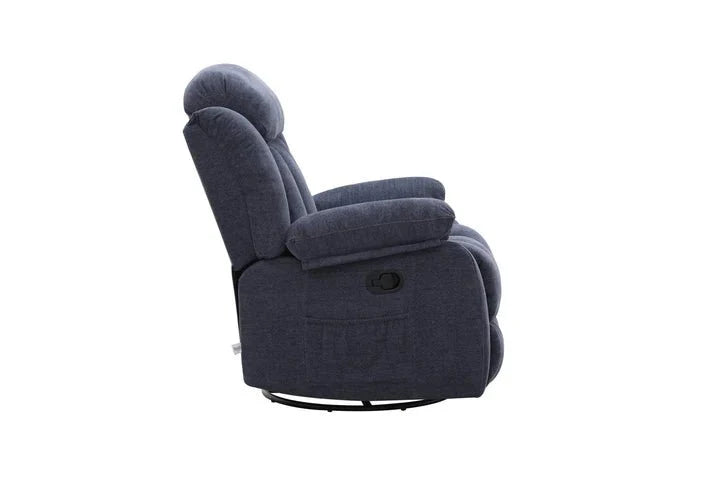 Lena Blue Swivel Recliner with Glider