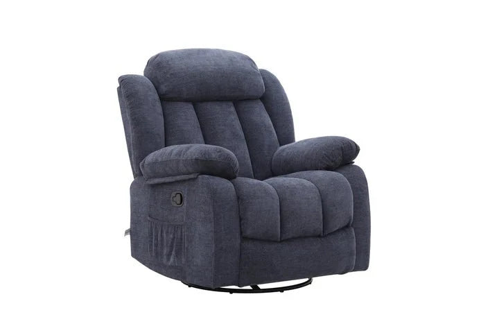 Lena Blue Swivel Recliner with Glider