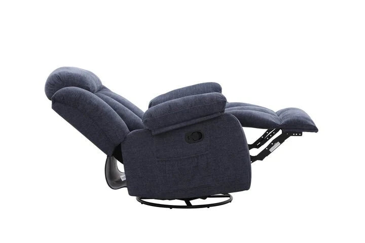 Lena Blue Swivel Recliner with Glider