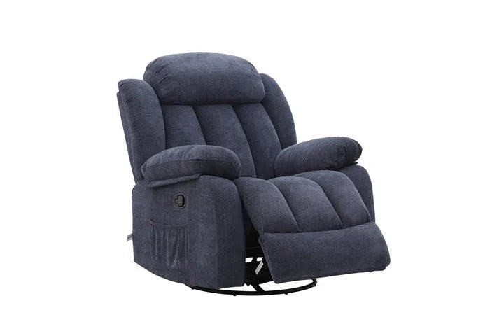 Lena Blue Swivel Recliner with Glider